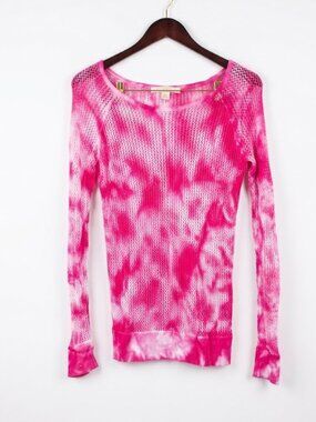 Boston Proper Pink Tie-Dye Open Knit Sweater XS